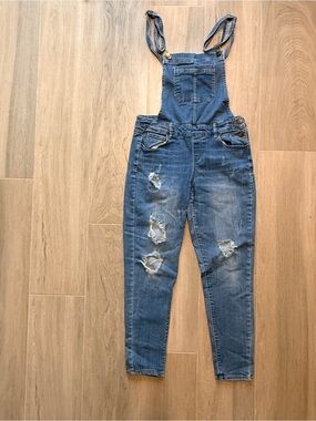 Women’s Wax Distressed Blue Denim Overalls - Women's Jeans size M